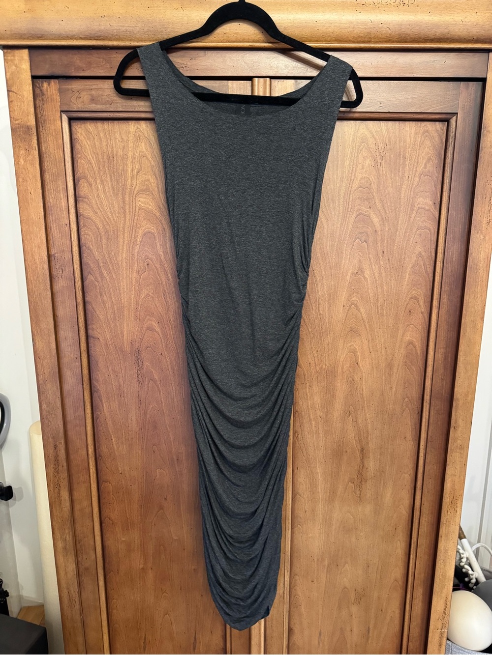 Norma Kamali Charcoal Ruched Maxi Skirt